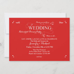 Dîner de répétition Mariage Invitation Rouge