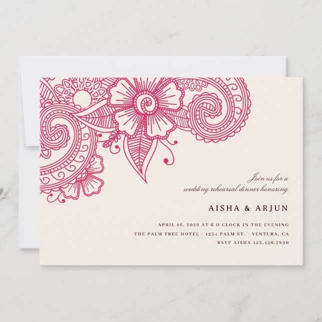 Dîner de répétition Mariage Mod Mehandi Invitation (Devant)