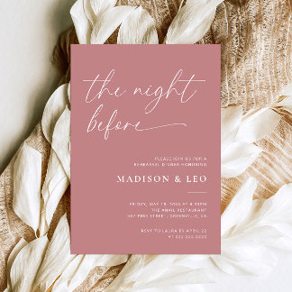 Dîner de répétition Mariage rose Dusty Invitation