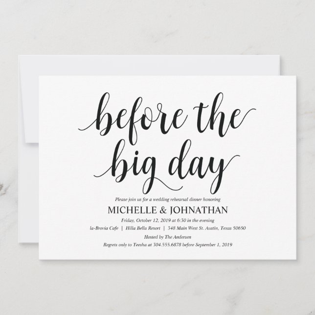 Dîner de répétition Mariage russe Cartes d'invitat (Devant)