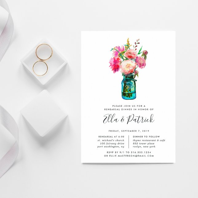 Dîner de répétition Peony Bouquet Invitation (Créateur téléchargé)
