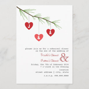 Dîner de répétition Pine Bough & Hearts Invitation
