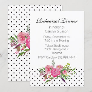 Dîner de répétition pois et pivoines Invitation