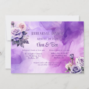 Dîner de répétition Purple Rose Roses Invitation