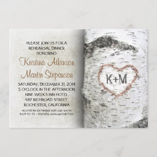 Dîner de répétition Rustique Birch Tree Invitation