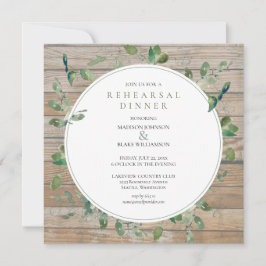 Dîner de répétition Rustique Bois vert Invitation
