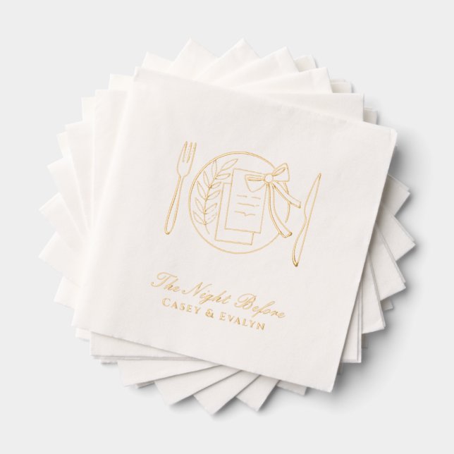 Dîner de répétition serviettes Gold Foil Elegant B (Insitu (empilé))