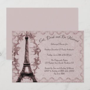 Dîner de répétition Tour Eiffel rose Invitation