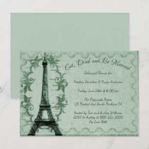 Dîner de répétition Tour Eiffel Vert Invitation