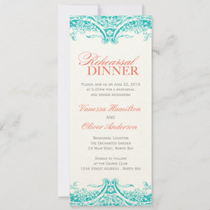 Dîner de répétition Turquoise Invitation