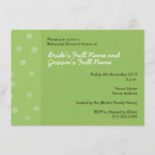 Dîner de répétition vert Dots peints Invitation