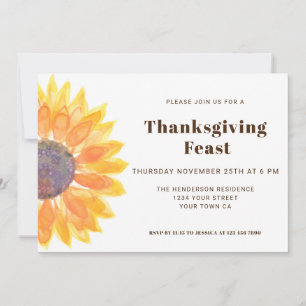 Dîner de Thanksgiving de tournesol Invitation