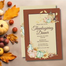 Dîner de Thanksgiving Rustic Watercolor Invitation