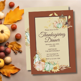 Dîner de Thanksgiving Rustic Watercolor Invitation