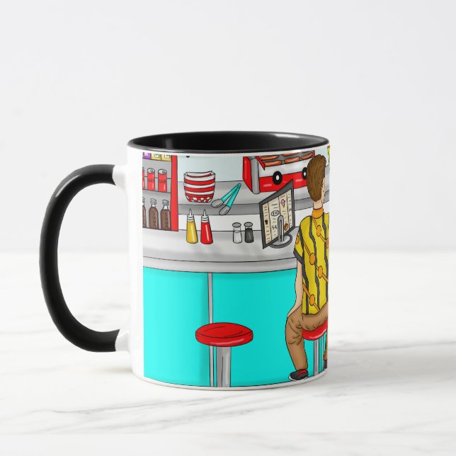 Diner der 50er Jahre | Hängebänder für Doppelhülse Tasse (Links)