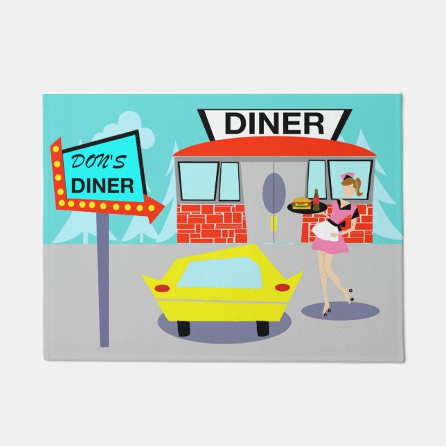 Diner Door Mat der 50er Jahre Fußmatte (Vorderseite)