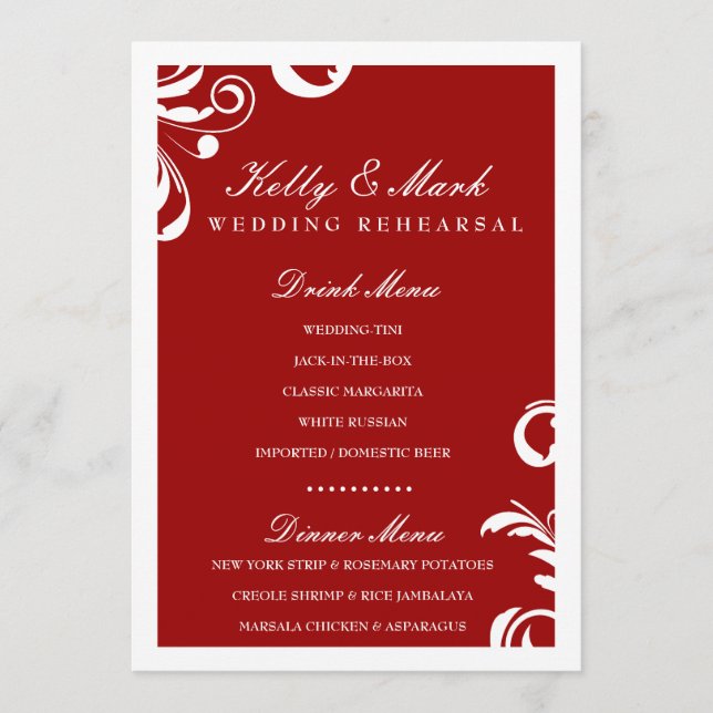 dîner du remous 311-Swanky/rouge menu de boissons (Devant)