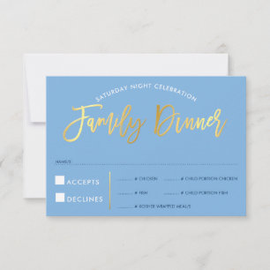 DÎNER EN FAMILLE RSVP faux or type bleuet