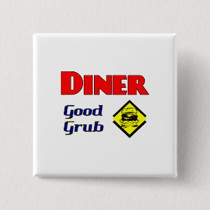 Diner Good Grub Hamburger Restaurant Art Button