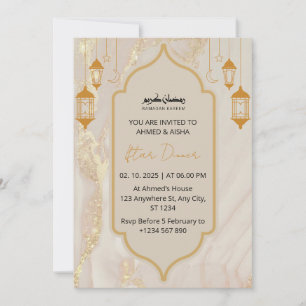 Dîner Iftar invitation ramadan marbre or