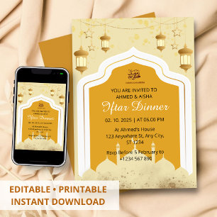 Dîner Iftar invitation ramadan mosquée orange