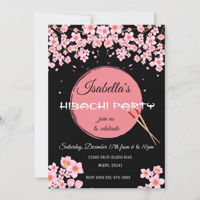 Dîner japonais Hibachi Invitation de fête d'annive (Devant)
