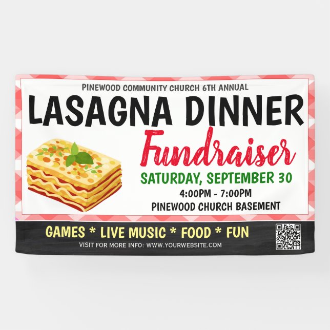 Dîner Lasagna Bannière de collecte de fonds (Horizontal)