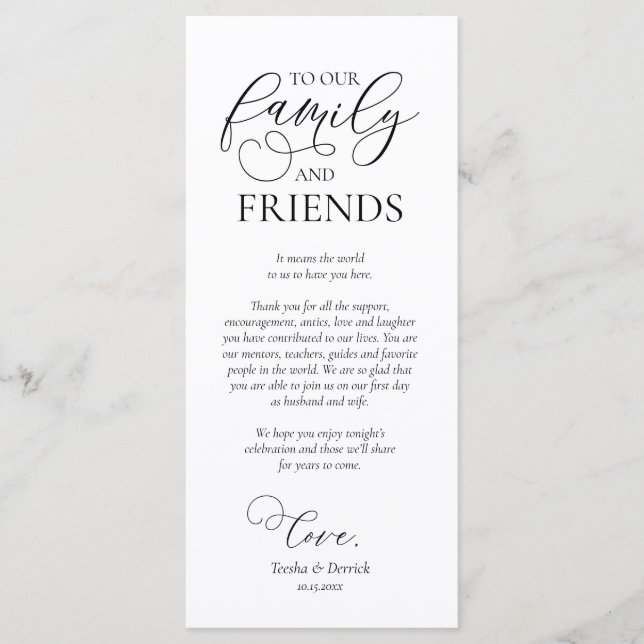 Diner Lieu Partir Merci Carte de calligraphie (Devant)