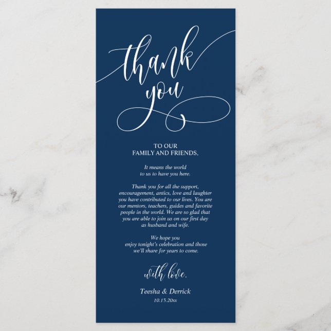 Dîner Lieu Réglage des cartes de Merci (Devant)