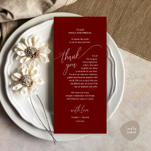 Dîner mariage Cadre Carte de remerciements moderne