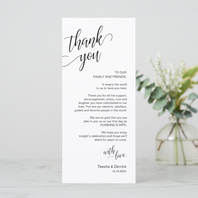 Dîner mariage, Cadre Remerciements Cartes (Debout devant)