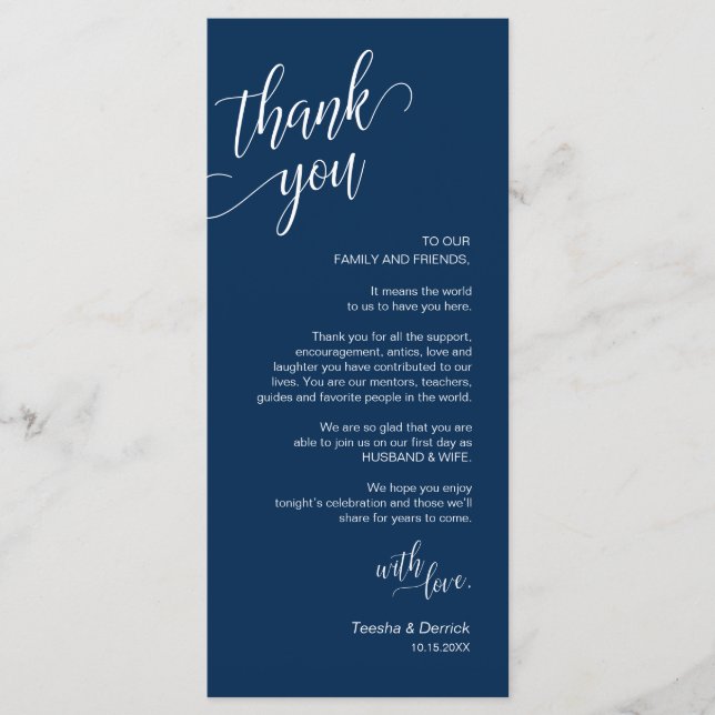 Dîner mariage, Cadre Remerciements Cartes (Devant)