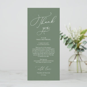 Dîner mariage Lieu Cadre Carte de remerciements