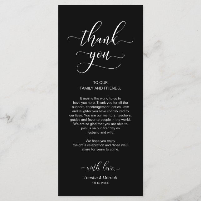 Dîner mariage Lieu Cadre Carte de remerciements (Devant)