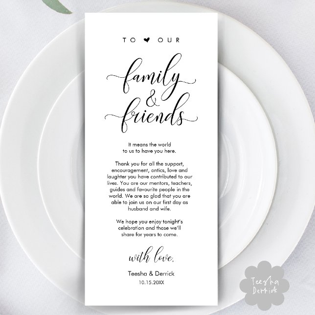 Dîner mariage Lieu Cadre Carte de remerciements (Welcome and Thanks, Wedding Dinner Place Setting Thank You Card in Classy Black White)