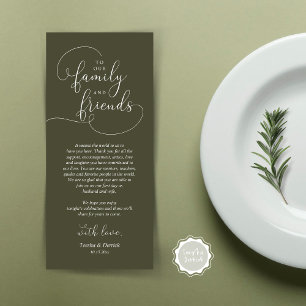 Dîner mariage Lieu Cadre Carte de remerciements