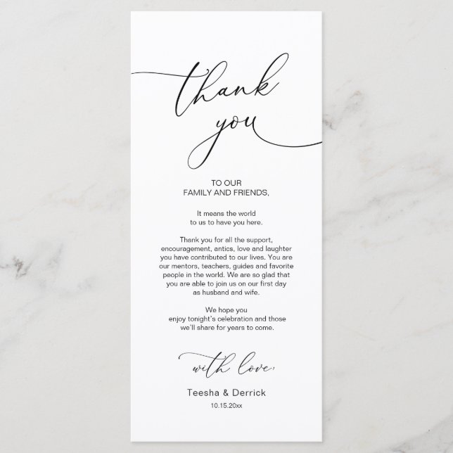 Dîner mariage Lieu Cadre Carte de remerciements (Devant)