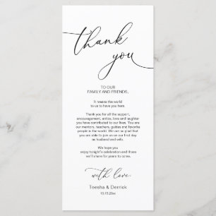 Dîner mariage Lieu Cadre Carte de remerciements