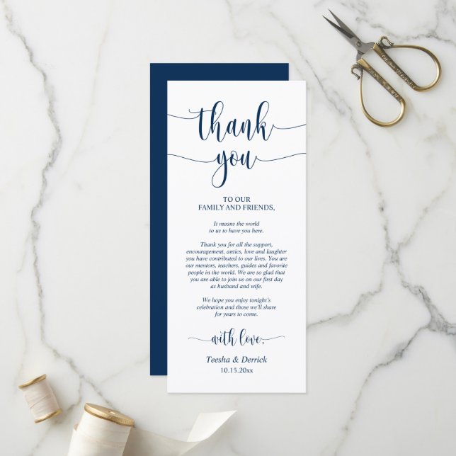 Dîner Mariage moderne Cadre Carte de remerciements (Devant/Arrière en situation)