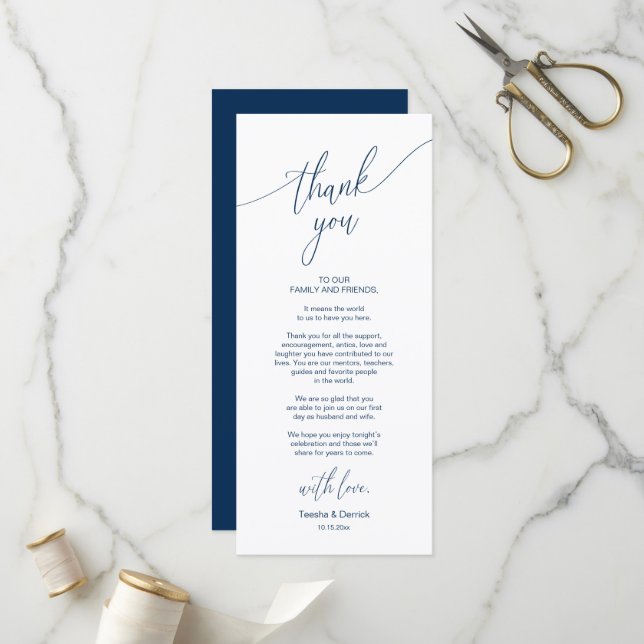 Dîner Mariage moderne Cadre Carte de remerciements (Devant/Arrière en situation)