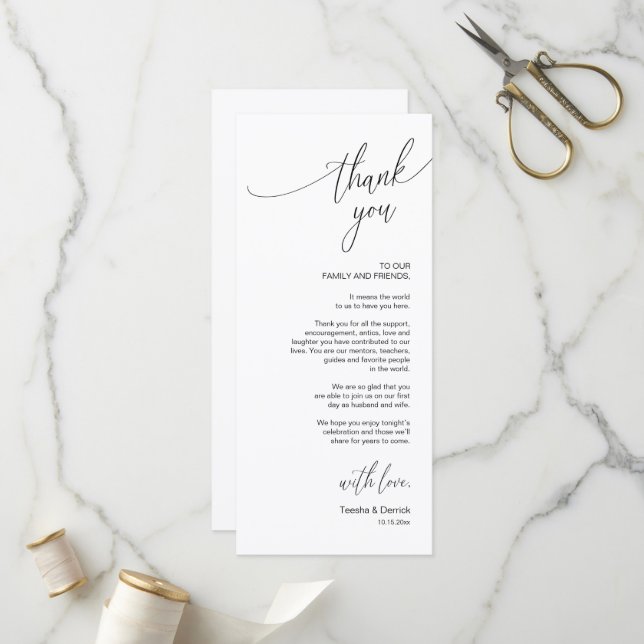 Dîner Mariage moderne Cadre Carte de remerciements (Devant/Arrière en situation)