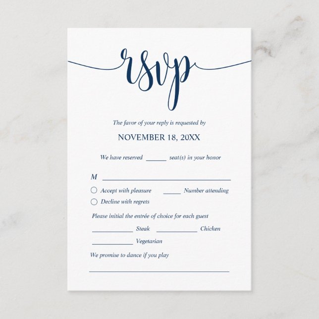 Dîner Mariage moderne Invitations RSVP Cartes join (Devant)