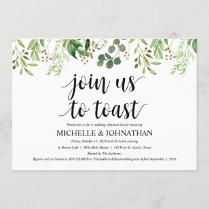 Dîner-Mariage rustique vert Invitations