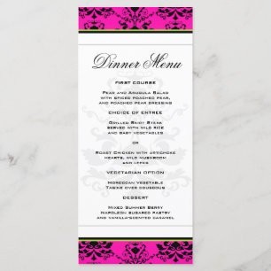 Dîner mince rose et noir avec menu mince vert