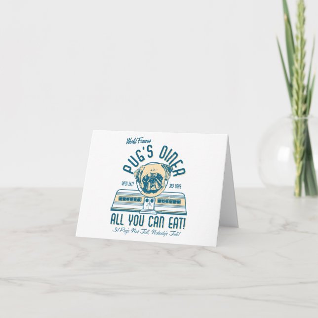 Diner-Notecards des Mops (fawn) Karte (Vorderseite)