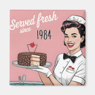 Diner Pin-Up: Retro-Kellnerin und benutzerdefinier Magnet