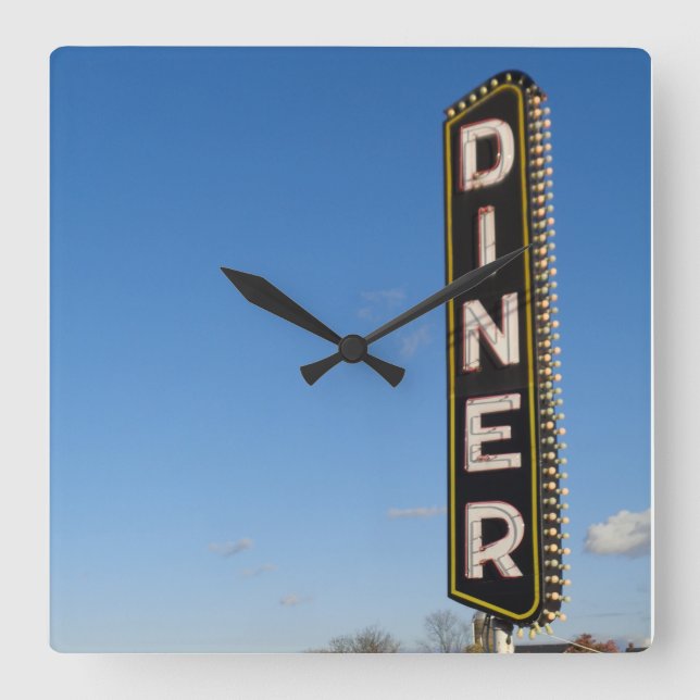 Diner Quadratische Wanduhr (Vorderseite)
