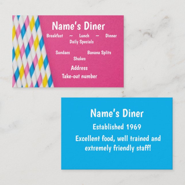 "Diner/Restaurant/Ice Cream Shoppe" Visitenkarte (Vorne/Hinten)