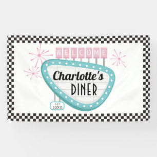Diner Retro Birthday Party Banner aus den 50er Jah