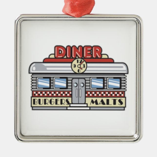 Diner Retro Vintag Art Ornament Aus Metall (Vorne)